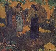 Paul Gauguin Yellow background, three women oil
